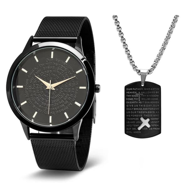 Mens Steeltime Watch And Necklace Set - B80152W811033P - image 