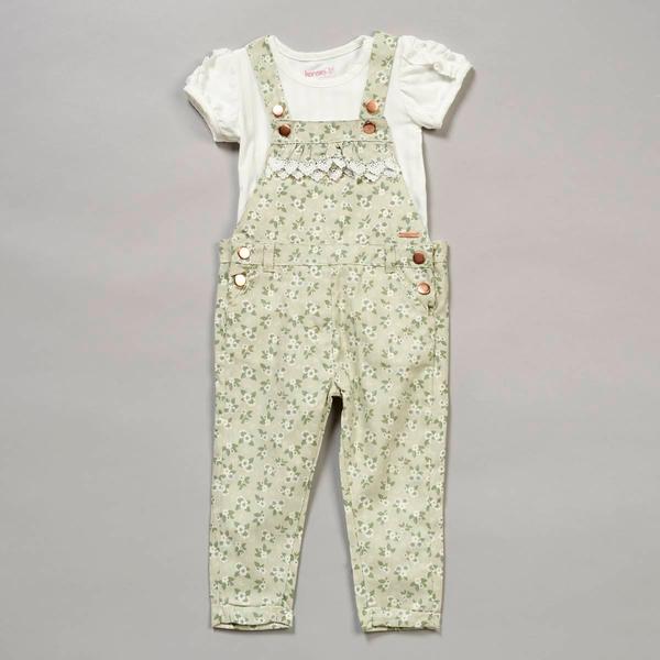 Toddler Girl Kensie Girl 2pc. Solid & Floral Twill Overall Set - image 
