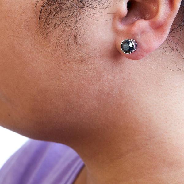Haus of Brilliance Silver 4ctw. Black Diamond Stud Earrings