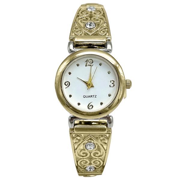 Womens White Dial Filigree Heart Bracelet Quartz Watch - LWBN02BV - image 