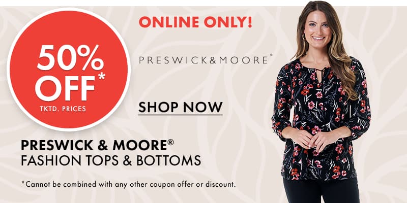 50% OFF Preswick & Moore Fashion Tops & Bottoms