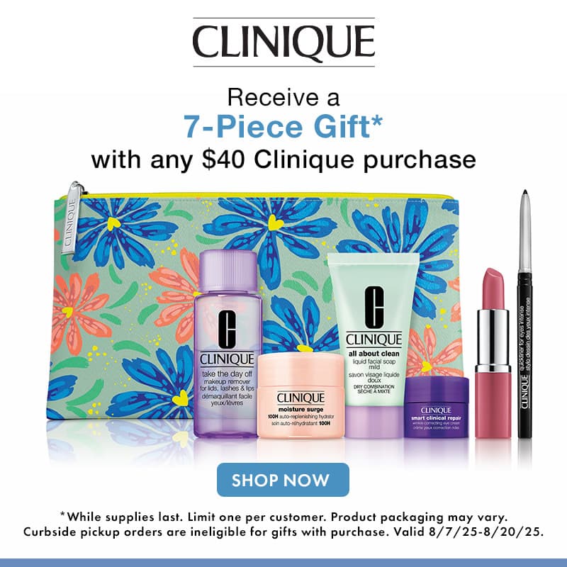 FREE 7pc. Gift with any $40 or more Clinique purchase.