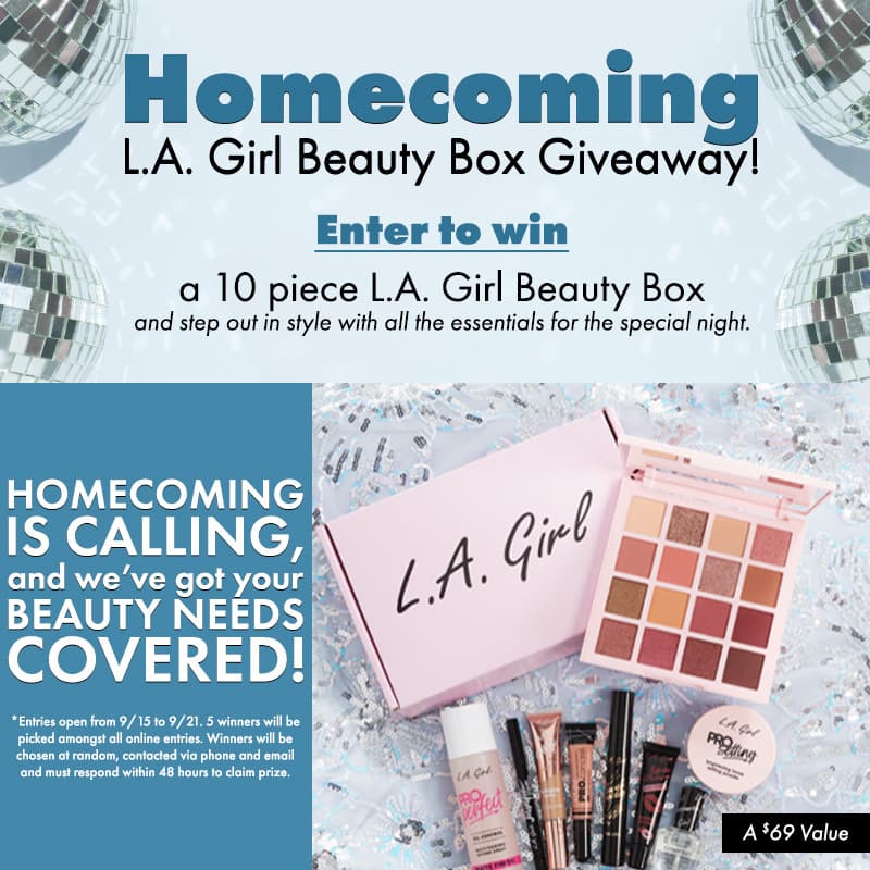 Homecoming Giveaway! Enter to Win a 10-Pc L.A. Girl Beauty Box. A $69 value.