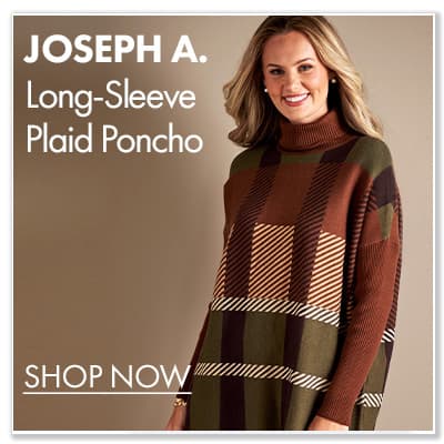 JOSEPH A. Long-Sleeve Plaid Poncho