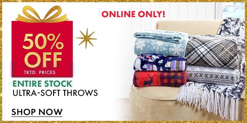 50% off Ultra soft throws