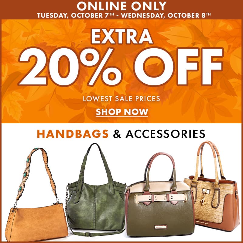 Extra 20% off Handbags & Acccessories