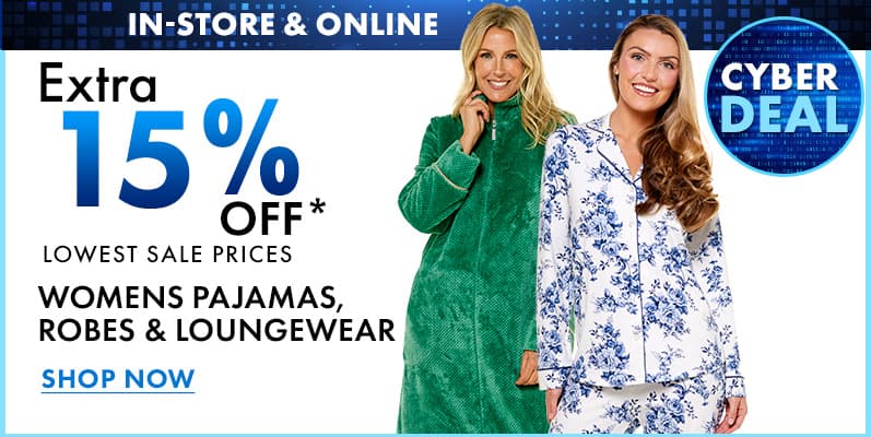 Cyber Deals - Extra 20% OFF Womens Pajamas, Robes & Loungewear