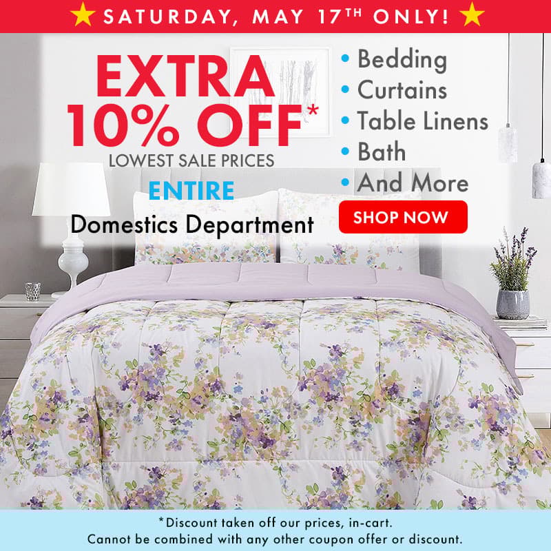 Extra 10% OFF Domestic Department 