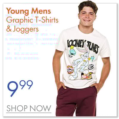 Young Mens Graphic Tees & Joggers  $9.99