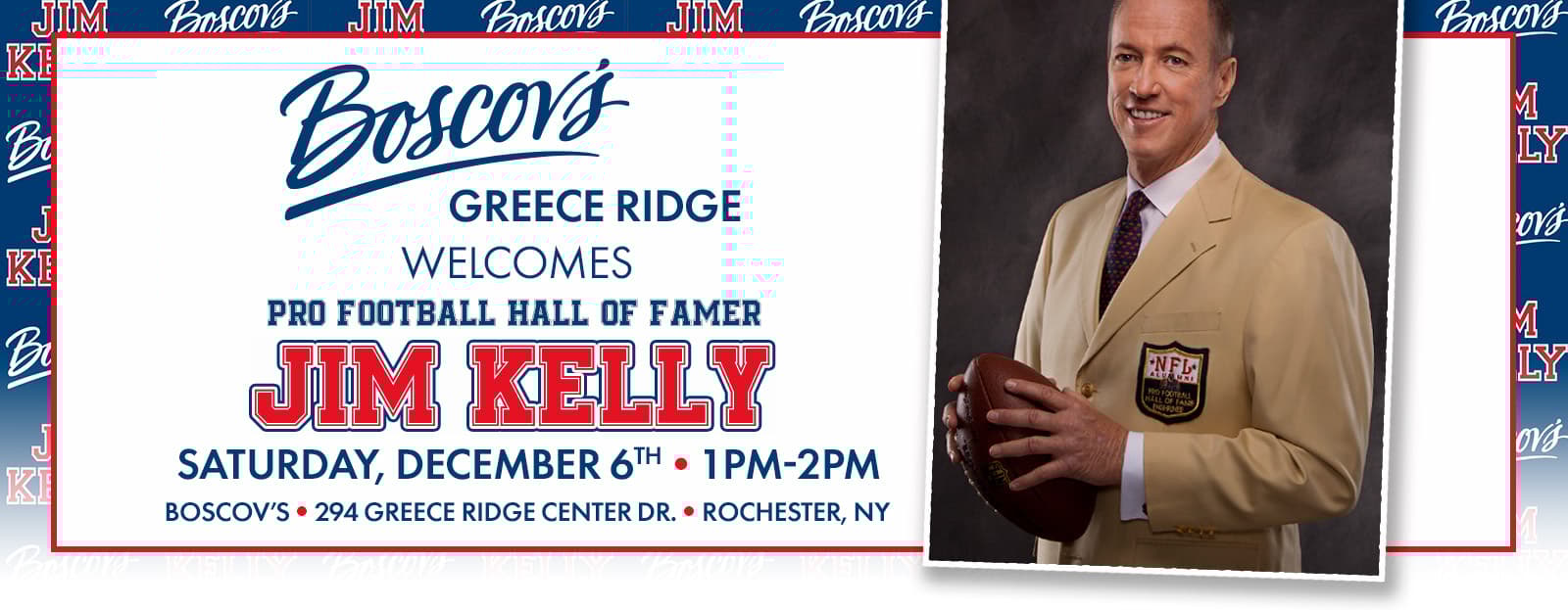 Jim Kelly at Boscov's in Rochester