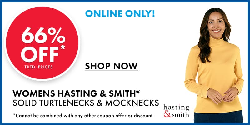 66% OFF tktd. prices HASTING & SMITH® Solid Turtlenecks & Mocknecks