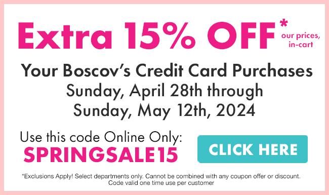 Extra 15% Off Your Boscov's Credit Card Purchase