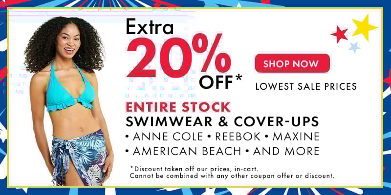 Extra 20% Off Entire Stock Swimwear & Cover-Ups