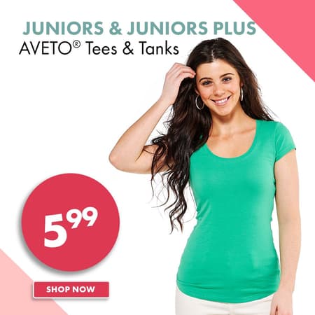 Juniors & Juniors Plus AVETO Tees & Tanks