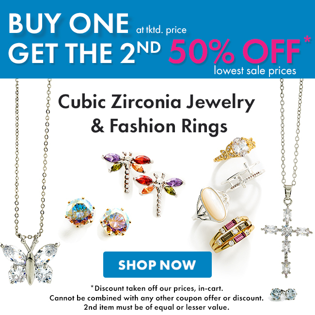 Buy One Get the 2nd 50%Off Cubic Zirconia Jewelry & Fashion Rings