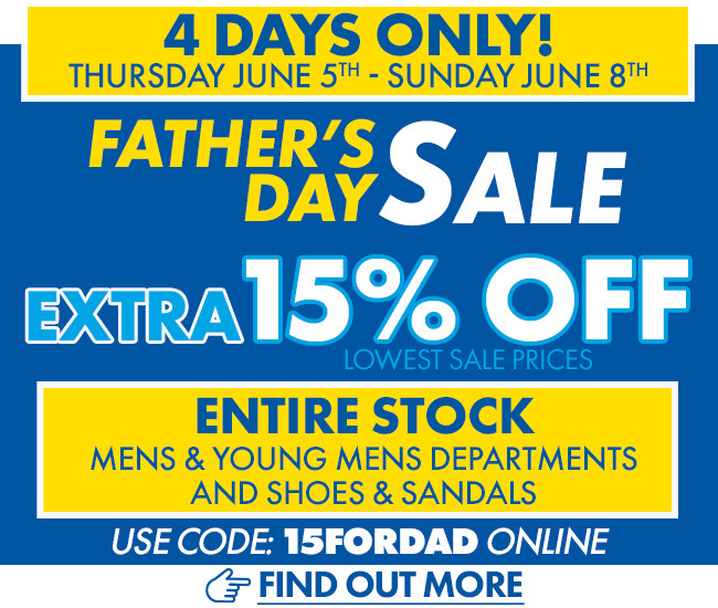 Extra 15% off Mens Clothing & Shoes