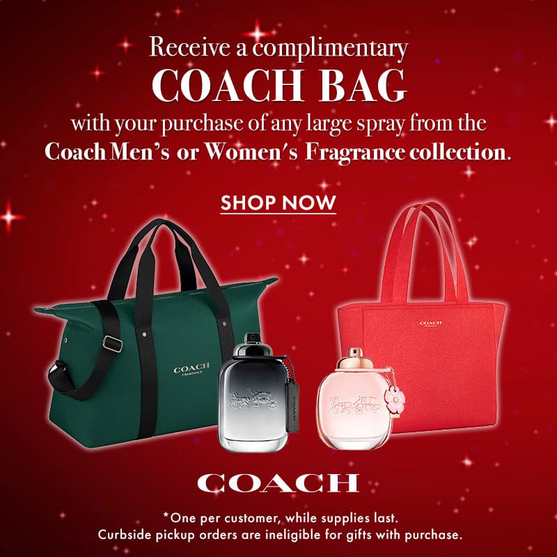 FREE Coach Bag with your purchase of any large spray from the Coach Men's or Women's fragrance collection.