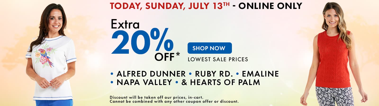 Online Only! Extra 20% Off Womens Tops Brands