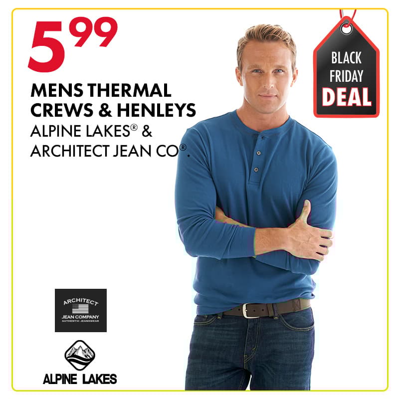Mens Thermals & Henleys $5.99 
