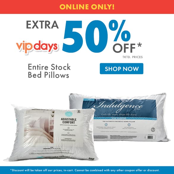 Extra 50% Off Bed Pillows
