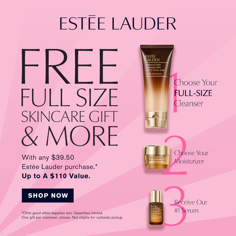 Estee Lauder FREE Skincare Gift & More with any $39.50 Estee Lauder purchase.