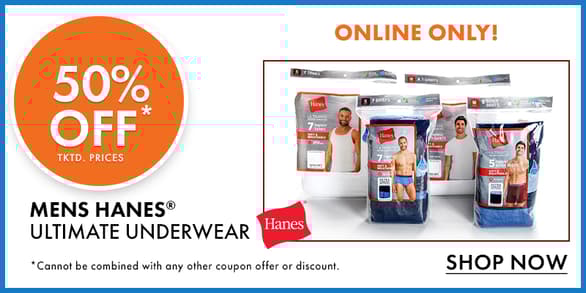 Extra 50% OFF Mens Hanes Underwear 