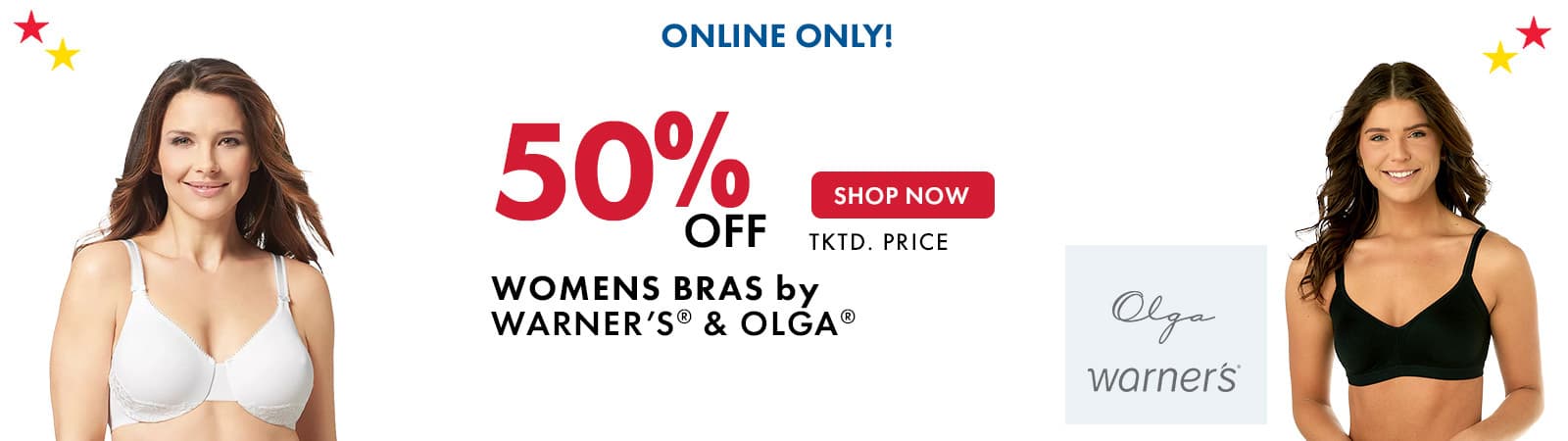 50% off ticketed prices Womens Bras by Olga & Warners