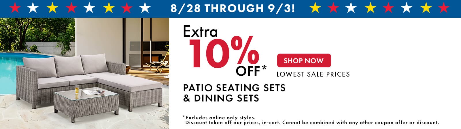 Extra 10% Off Patio Seating & Dining Sets