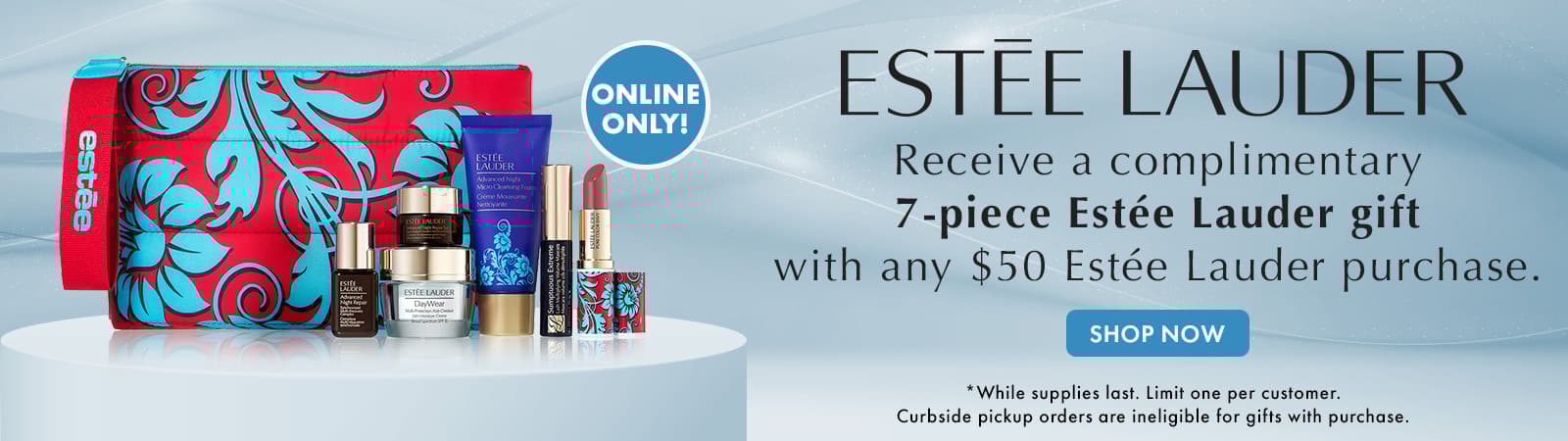 Online Only! FREE 7Pc Estee Lauder Gift with any $50 Estee Lauder purchase