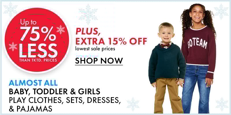 Extra 15% off Baby, Toddlers & Girls Clothing