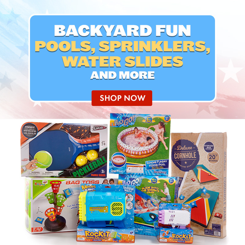 Backyard Fun
Pools, Sprinklers, Waterslides, and more
Shop Now