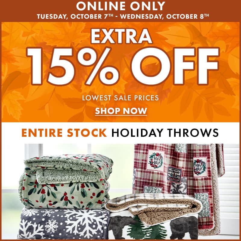 Extra 15% Off Holiday Throws
