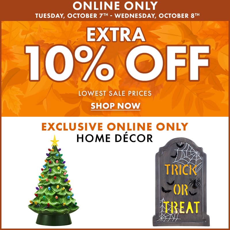 Extra 10% Off Online Only Styles of Home Decor