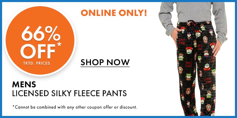 66% Off Mens Licensed Fleece Pants