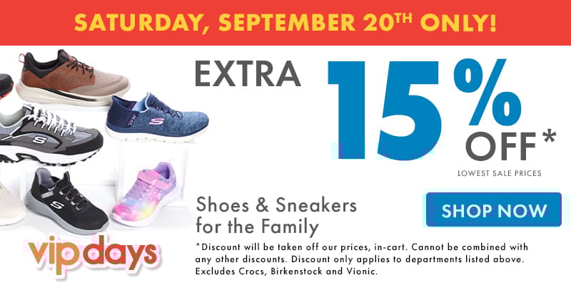 extra 15% off Shoes One day Only