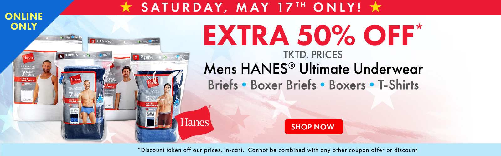 Extra 50% OFF Mens Hanes