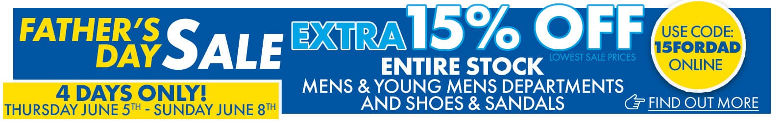 Extra 15% off Mens Clothing & Shoes
