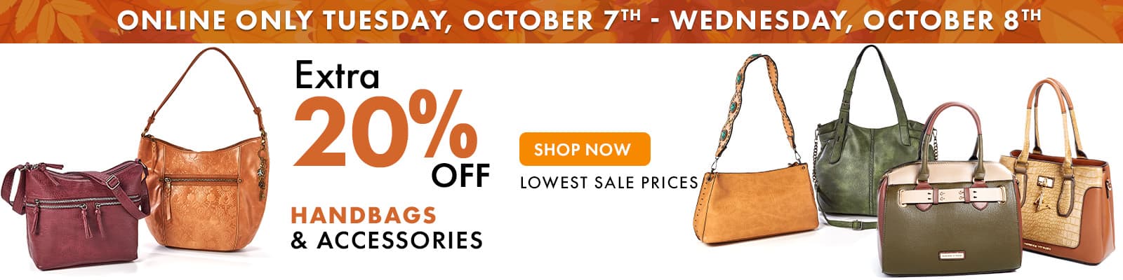 Extra 20% Off handbags & accessories