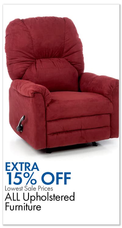 Extra 15% Off lowest sale prices in-cart ALL Upholstered Furniture