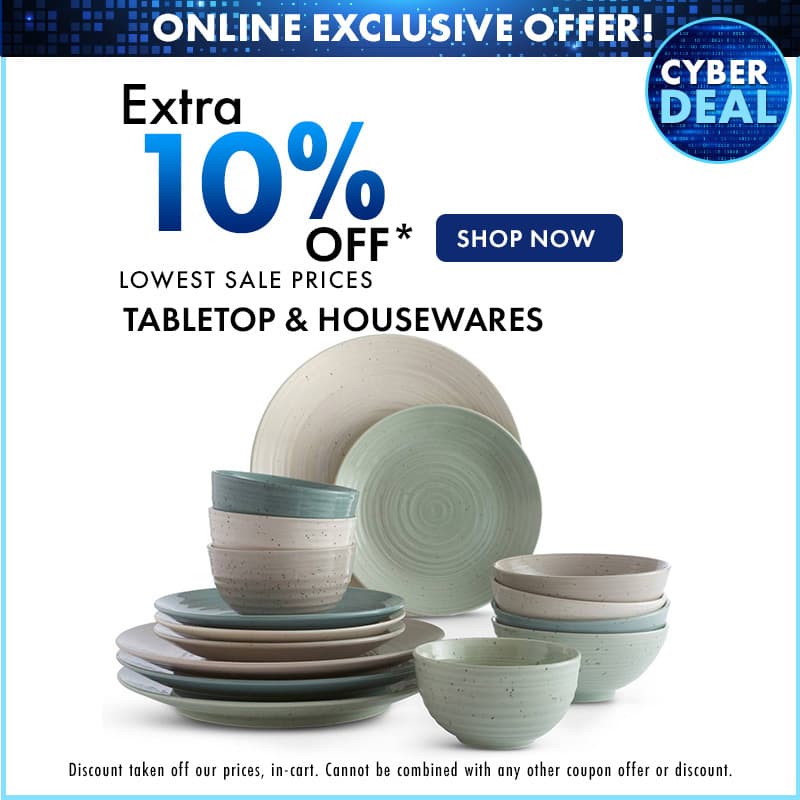 Extra 10% off Tabletop & Housewares