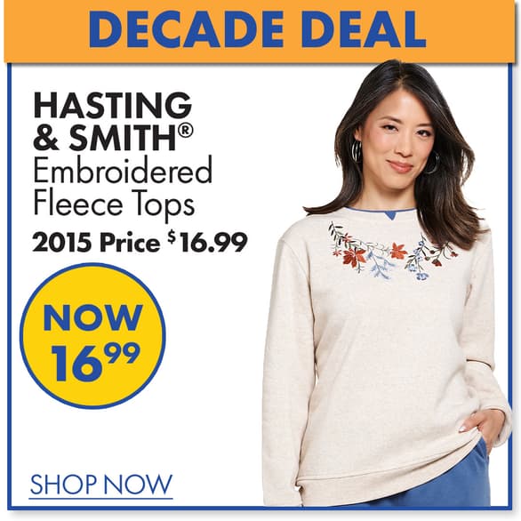 Hasting & Smith Embroidered Fleece Tops