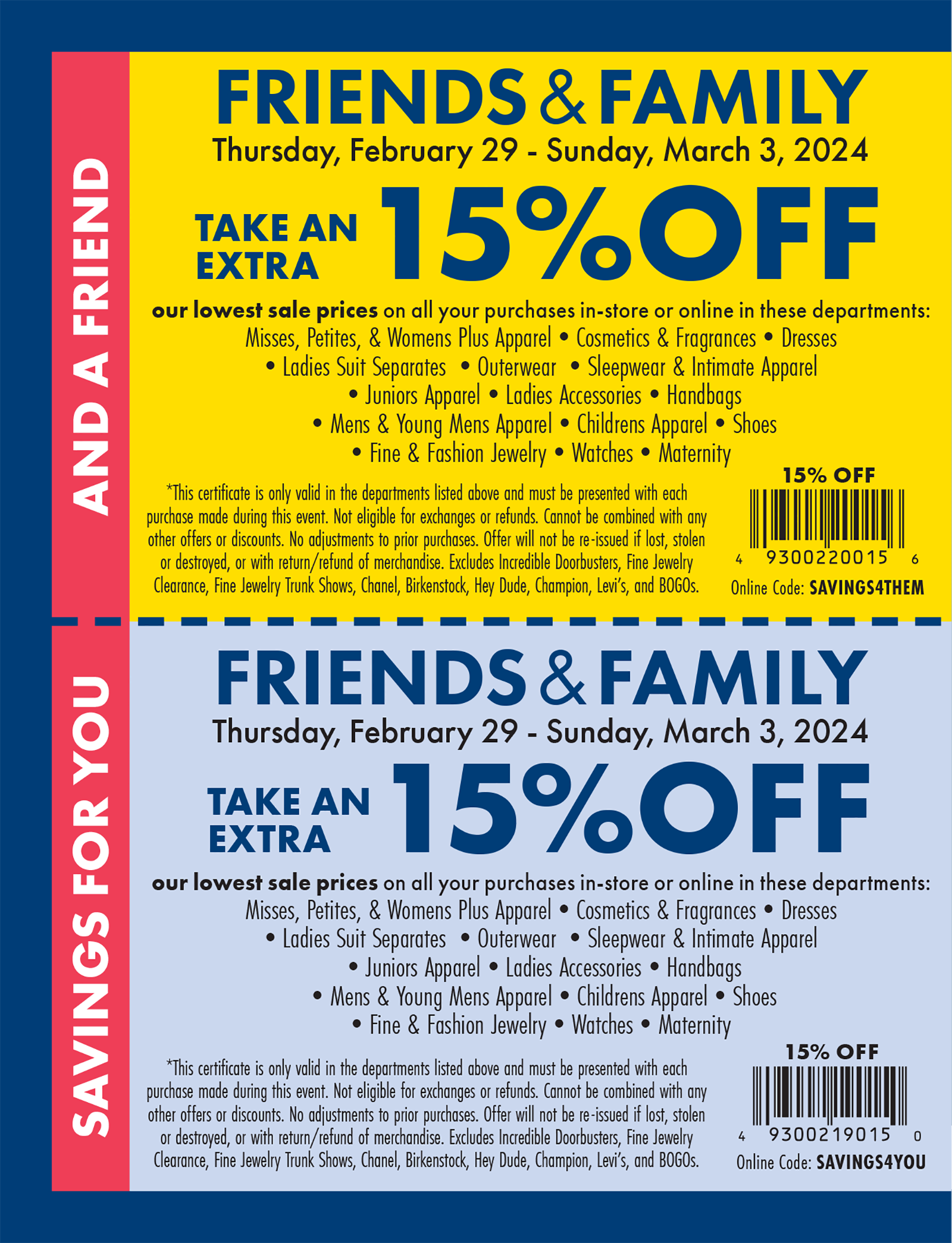 Friends & Family - Take 15% OFF