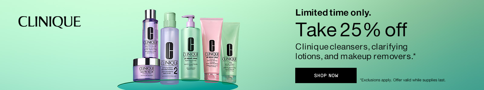 25% Off Clinique Cleansers, Clarifying Lotions, and Makeup Removers