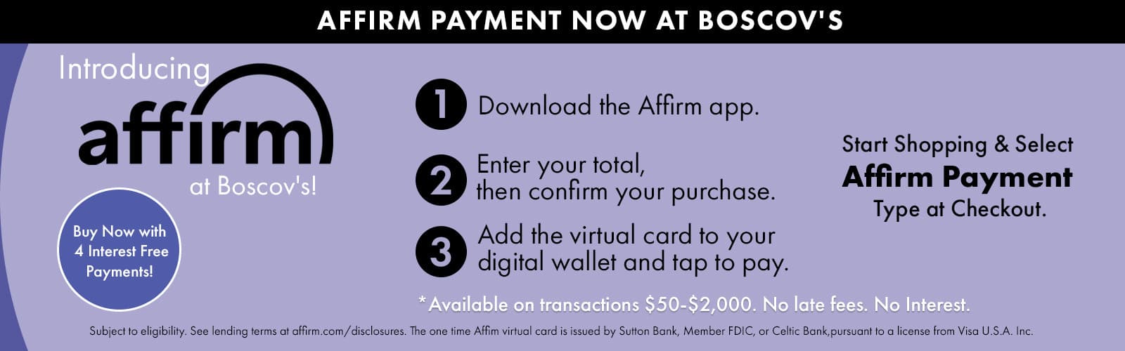 Boscov's now offers Affirm Payment! 