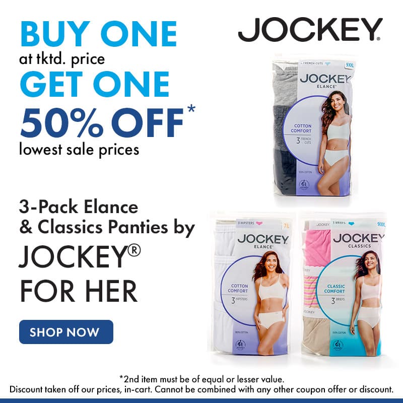 BUY ONE at tktd. price, GET ONE 50% OFF lowest sale prices 3-Pk. Elance & Classics Panties by Jockey for Her