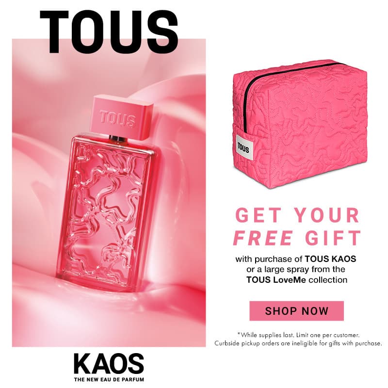 FREE Vanity Case with purchase of Tous Kaos or any large spray from the Tous LoveMe fragrance collection.