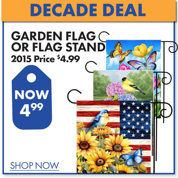 $4.99 Garden Flags & Flag Stands