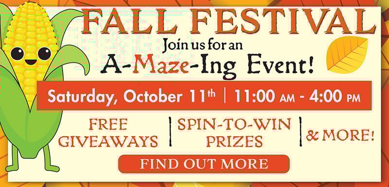 Join us this Saturday for our fall festival event in all stores! 