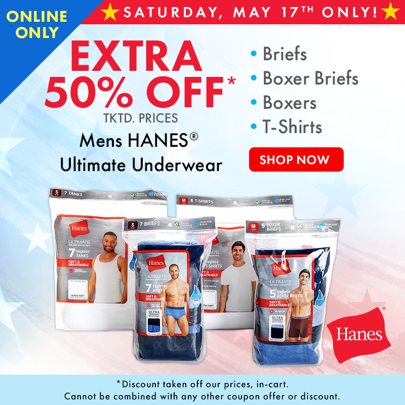 Extra 50% OFF Mens Hanes