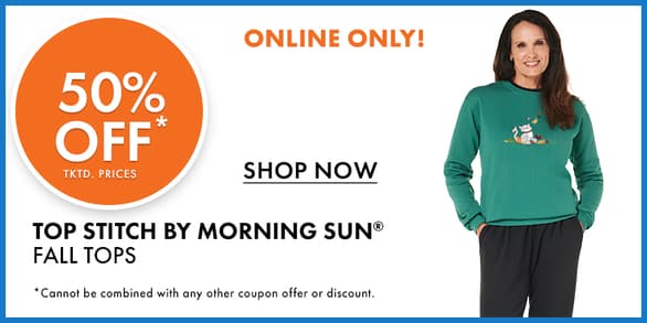 Online Only! 50% Off Top Stitch by Morning Sun Fall Tops